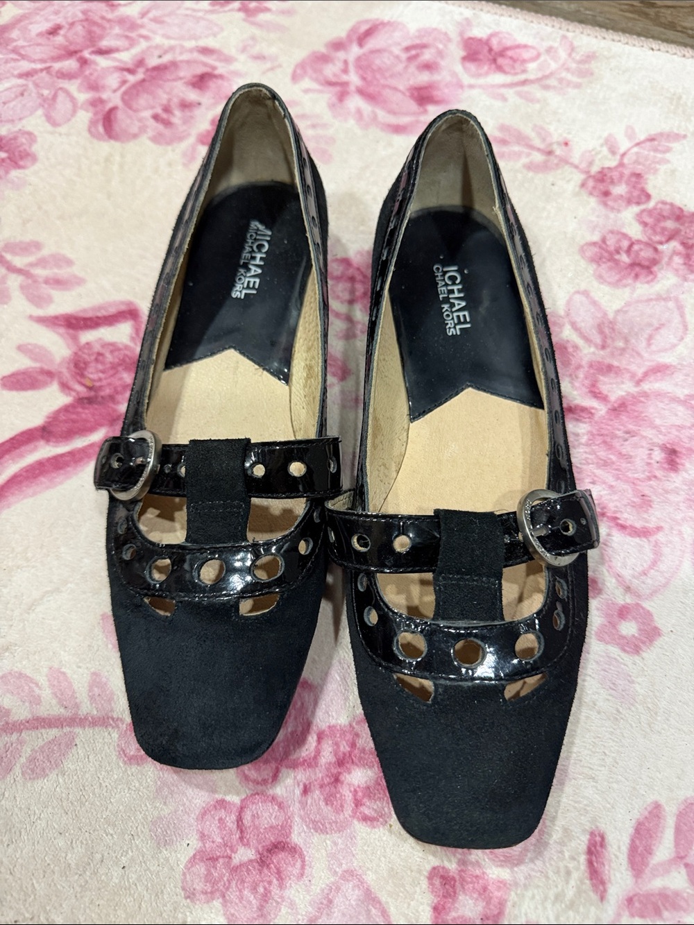 MICHAEL Michael Kors Black Suede & Patent Mary Jane Loafers